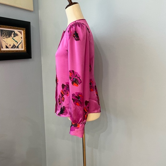 Joie Antonella Button Front Long Sleeve Floral Print Satin Top - Picture 5 of 8